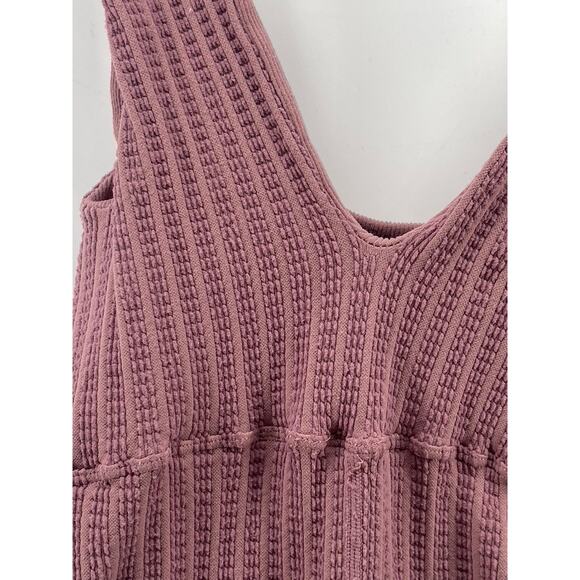 REFORMER Women's Mauve The Textured Runsie Scoop-Neck Pull-On Romper SZ XS/S - Picture 4 of 10